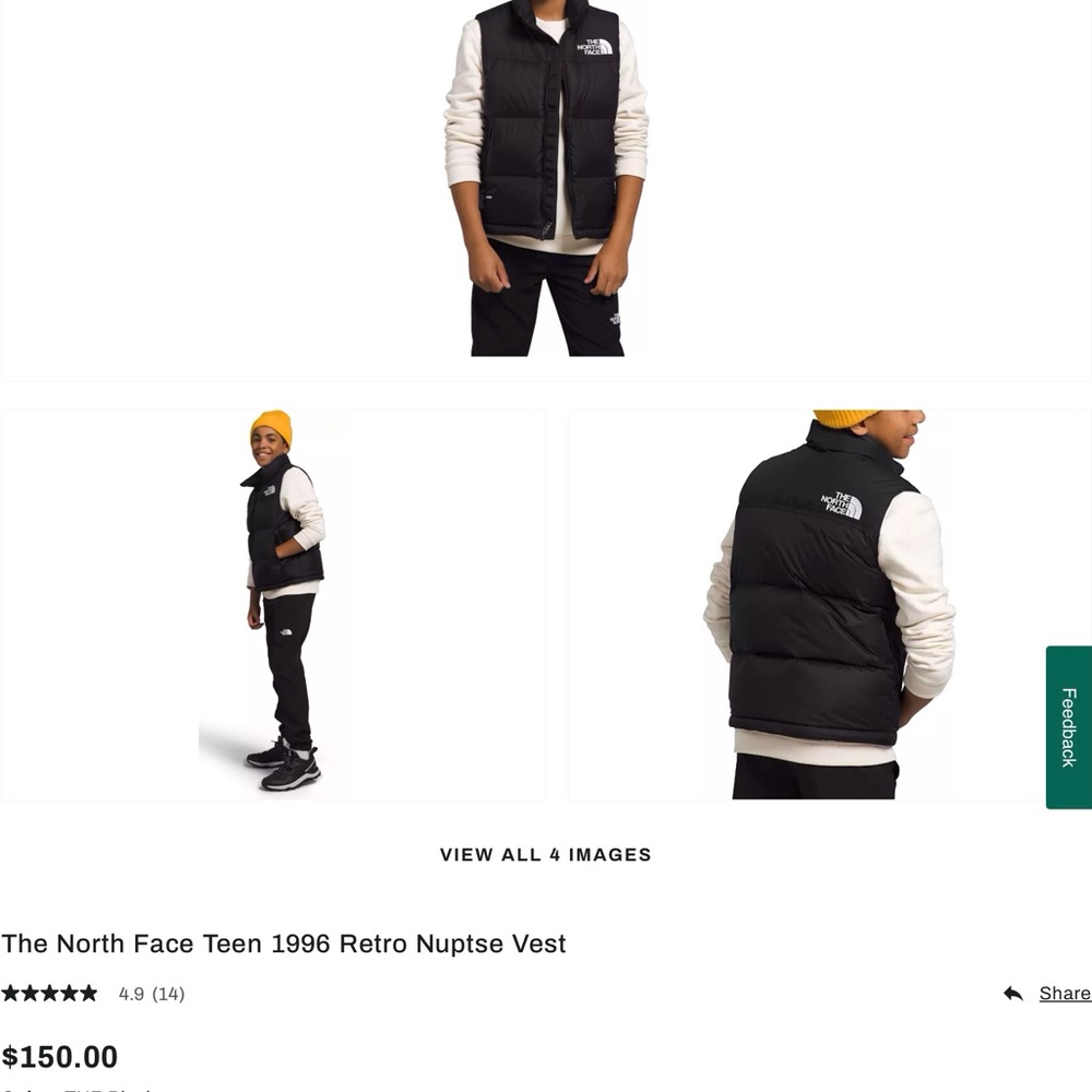 The North Face puffer vest. Youth XL 18/20. Black. Never worn.